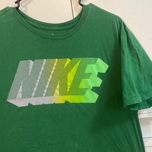 Nike - Green “Nike” Athletic Cut Tee.